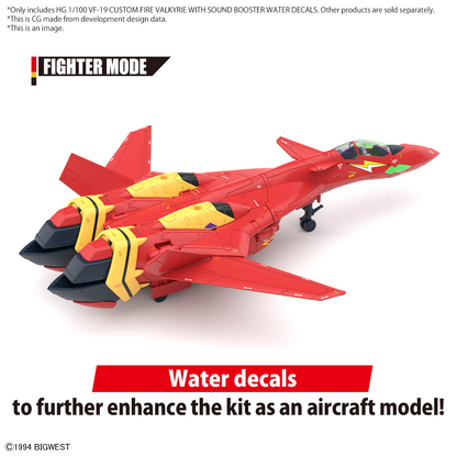 Macross HG 1/100 VF-19 CUSTOM FIRE VALKYRIE WITH SOUND BOOSTER WATER DECALS Bandai