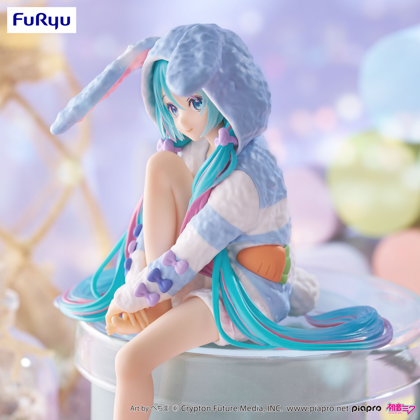 Hatsune Miku Noodle Stopper Figure Rabbit Ear Hood Pajama Blue Color ver.FuRyu