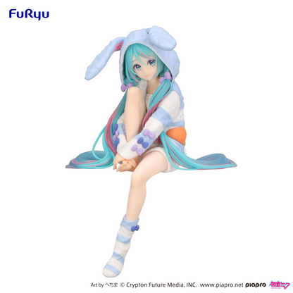 Hatsune Miku Noodle Stopper Figure Rabbit Ear Hood Pajama Blue Color ver.FuRyu