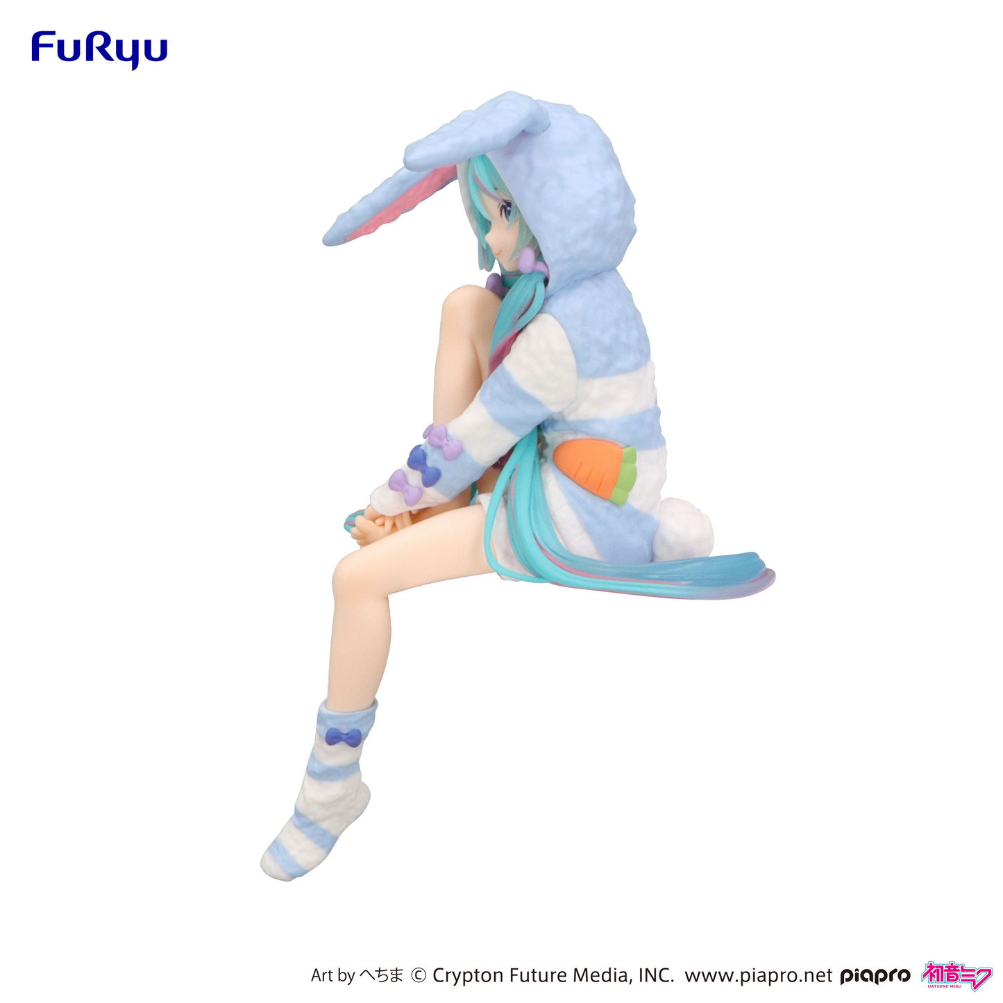 Hatsune Miku Noodle Stopper Figure Rabbit Ear Hood Pajama Blue Color ver.FuRyu