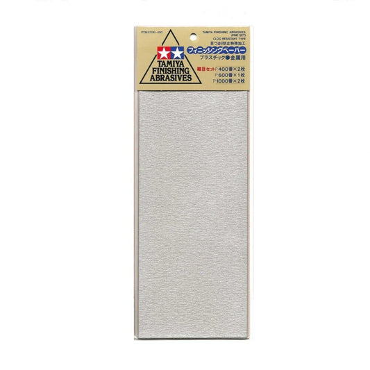 87010 TAMIYA Finishing Abrasives Fine (P400x2, P600x1, P1000x2)