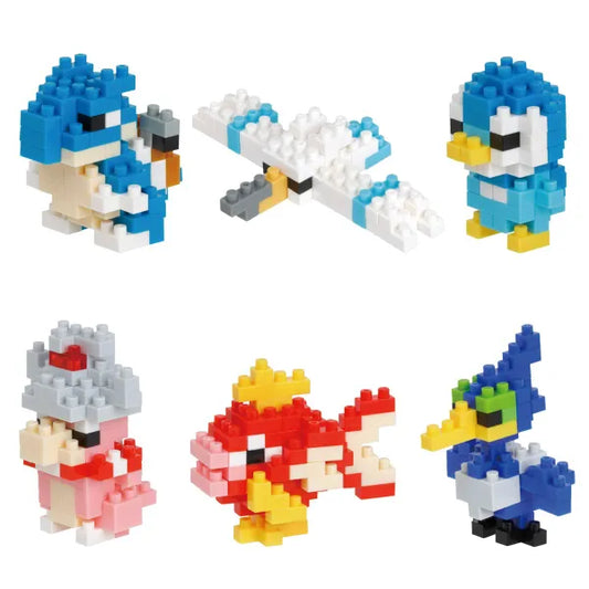 Pokémon Nanoblock mininano Series, Pokemon Type Water Set 1 (an assortment of 6 characters - Blastoise, Wingull, Piplup, Slowking, Magikarp, Cramorant)