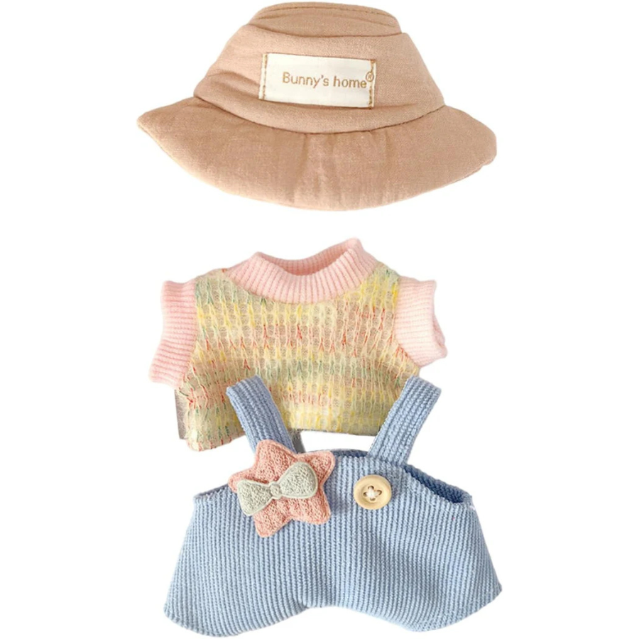Labubu CALEMBOU Plush Doll Clothes, Cute rainbow Plush Doll Clothes Suit for Labubu 3 PC