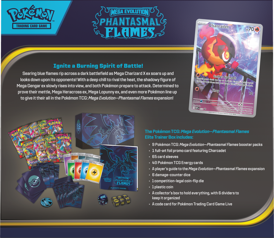 Pokémon TCG: Mega Evolution Phantasmal Flames Elite Trainer Box 9 packs
