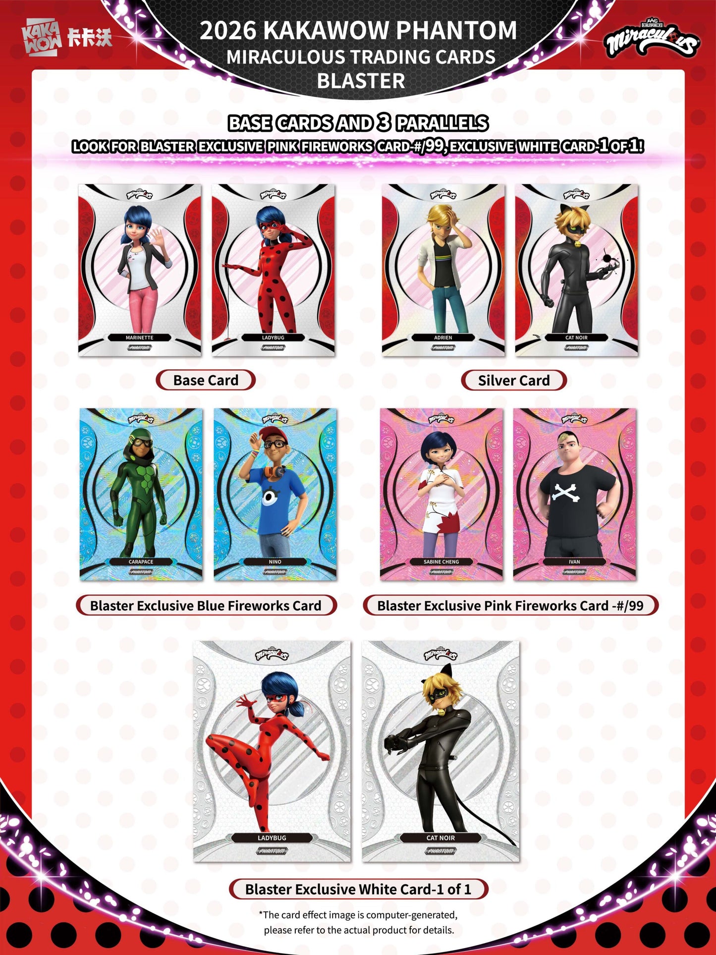 KAKAWOW PHANTOM Miraculous 2026 Trading Cards Blaster BOX (7 Packs)