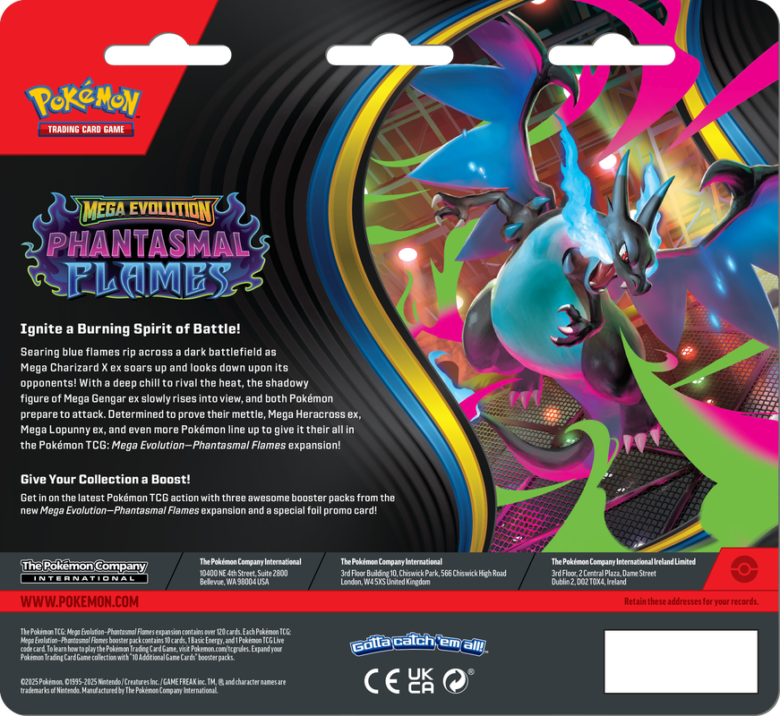 Pokémon TCG: Mega Evolution Phantasmal Flames 3 Pack Blister