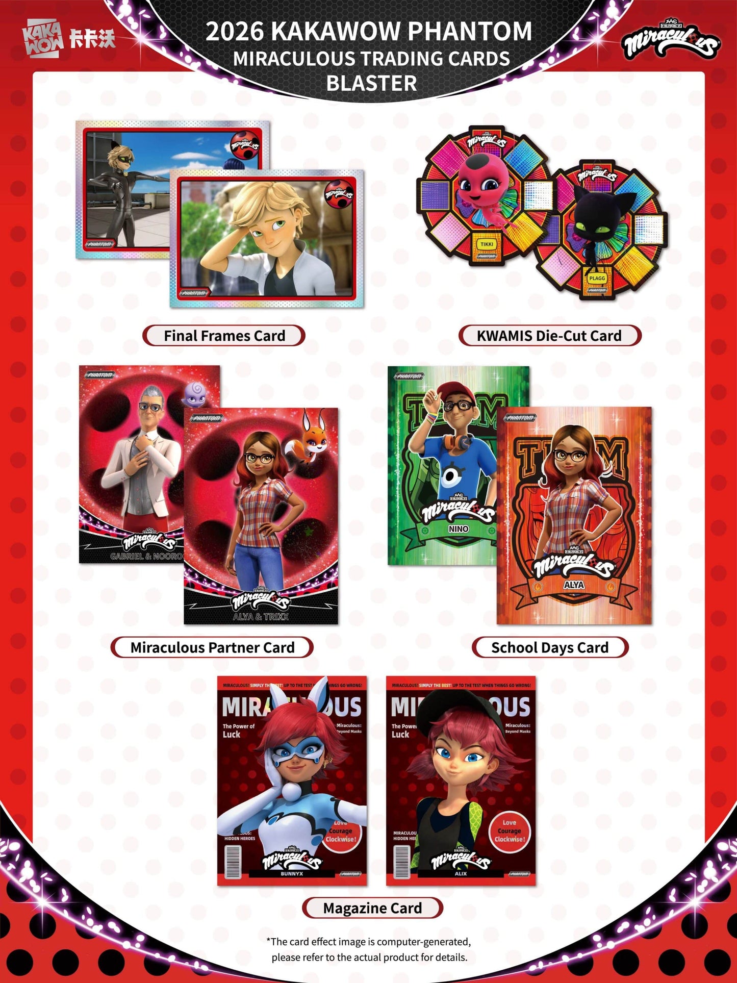 KAKAWOW PHANTOM Miraculous 2026 Trading Cards Blaster BOX (7 Packs)