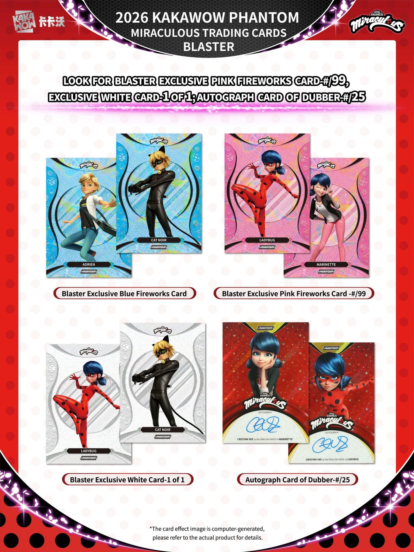 KAKAWOW PHANTOM Miraculous 2026 Trading Cards Blaster BOX (7 Packs)