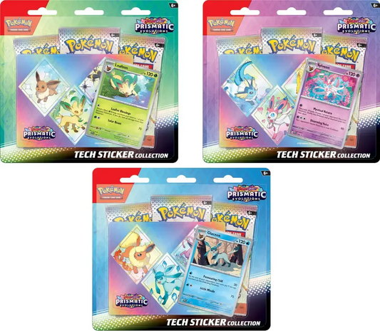 Pokémon TCG: Scarlet & Violet-Prismatic Evolutions 3 Booster Packs & Promo Card Sticker Collection