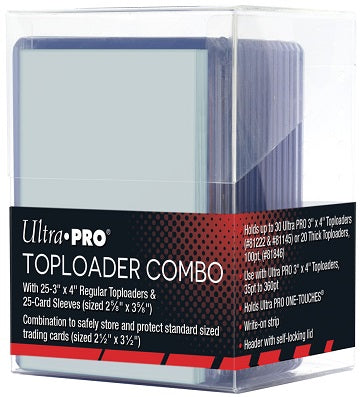 Ultra Pro - Top Loader + Sleeve + Deck Box Combo - 35pt Regular - Super Clear 3" x 4" Toploader - 25 Count