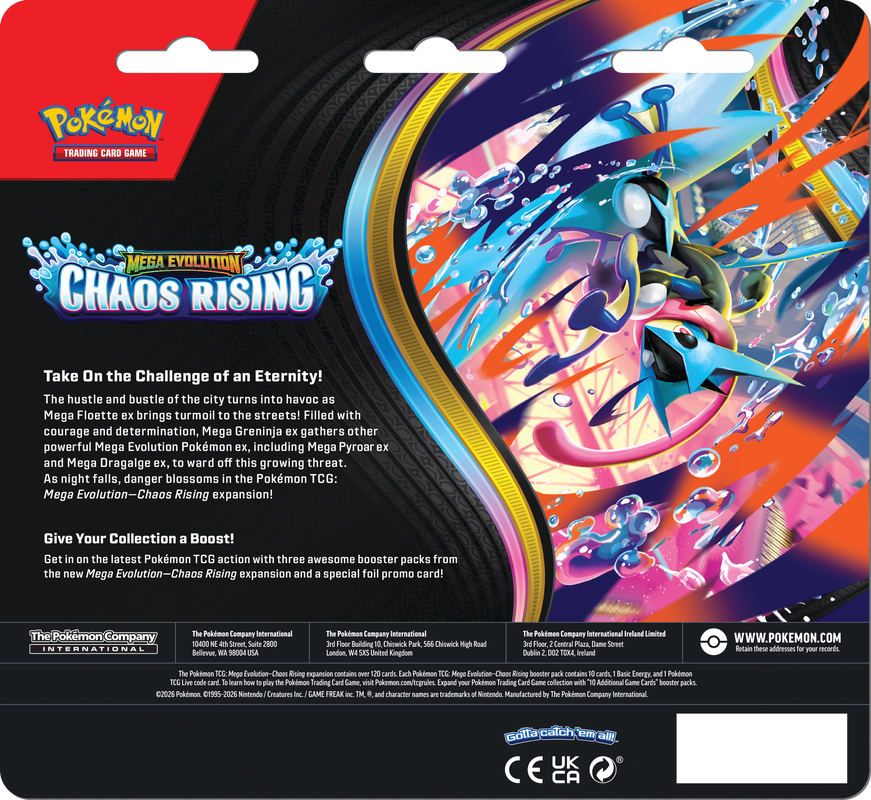 Pokémon TCG: Mega Evolution Chaos Rising 3 Packs Blister