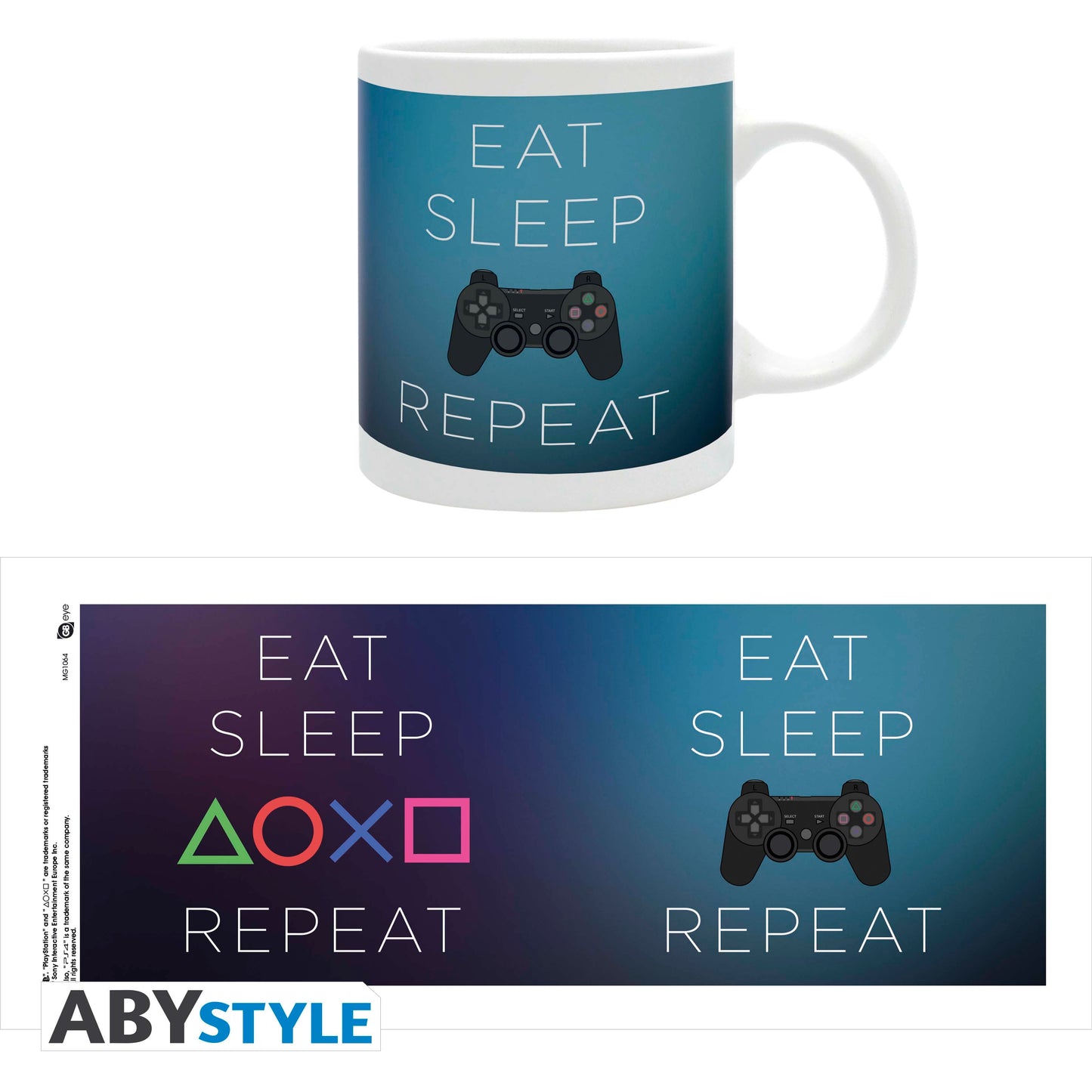 PLAYSTATION MUG EAT SLEEP REPEAT 320ML ABYSSE