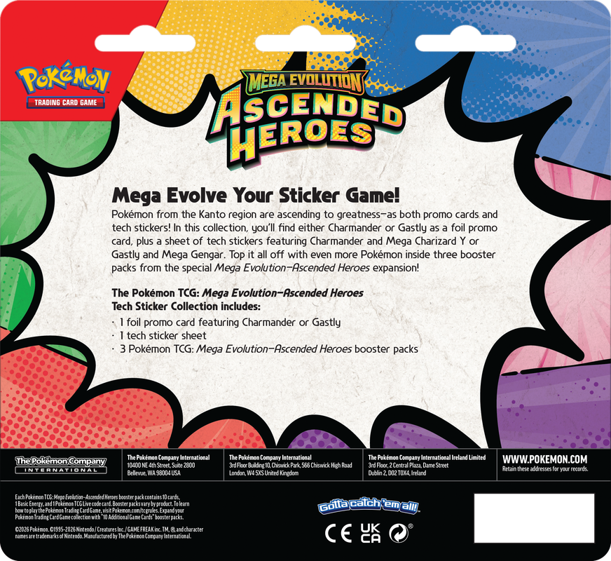Pokémon TCG: Mega Evolution Ascended Heroes Tech Sticker Collection 3 packs